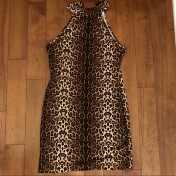 LEOPARD Print Mini Dress Stretchy Size M - Picture 4 of 12